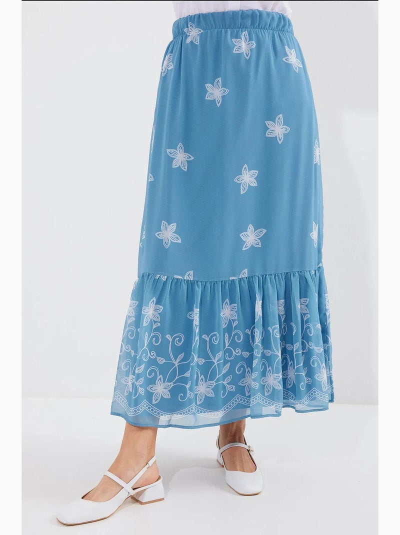 Jupe en mousseline à motifs bleu marine bdart Bleu saphir - Kiabi
