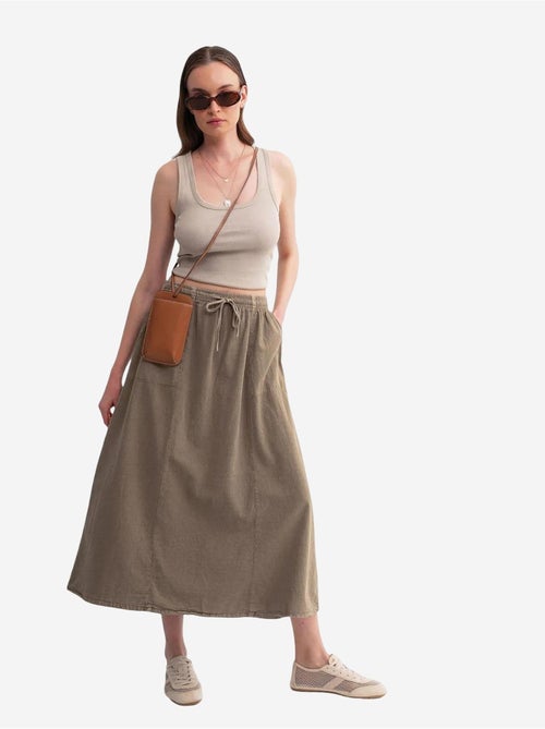 Jupe en popeline taille haute avec fermeture à cordon mixray - Kiabi