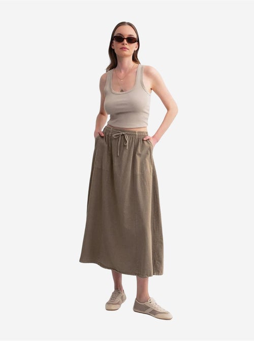 Jupe en popeline taille haute avec fermeture à cordon mixray - Kiabi