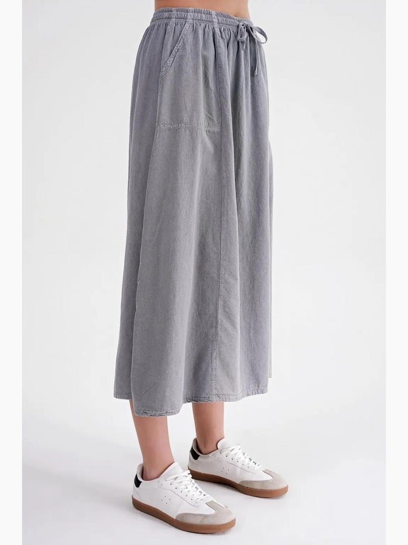 Jupe en popeline taille haute avec fermeture à cordon mixray Gris - Kiabi