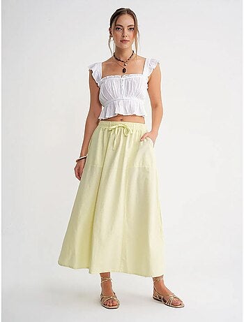 Jupe en popeline taille haute avec fermeture à cordon mixray
