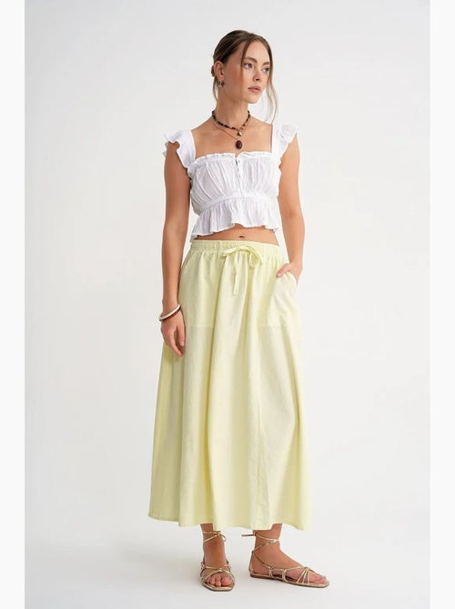 Jupe en popeline taille haute avec fermeture à cordon mixray - Kiabi