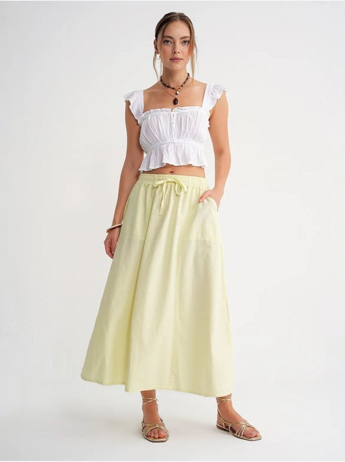 Jupe en popeline taille haute avec fermeture à cordon mixray - Kiabi