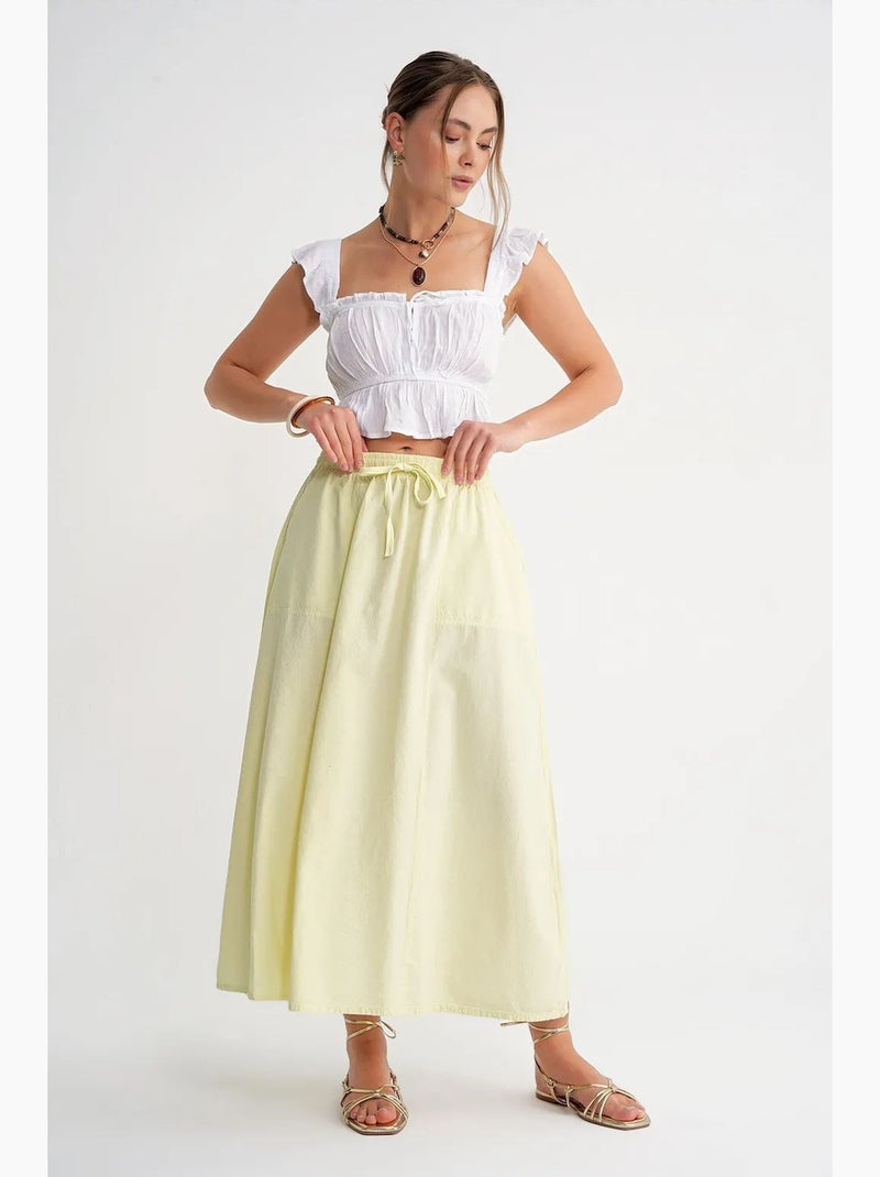 Jupe en popeline taille haute avec fermeture à cordon mixray Jaune fluo - Kiabi