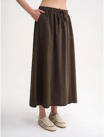 Jupe en popeline taille haute avec fermeture à cordon mixray