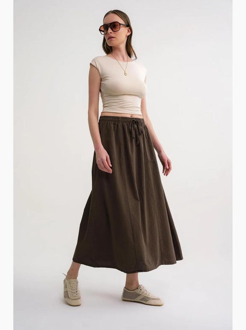 Jupe en popeline taille haute avec fermeture à cordon mixray - Kiabi