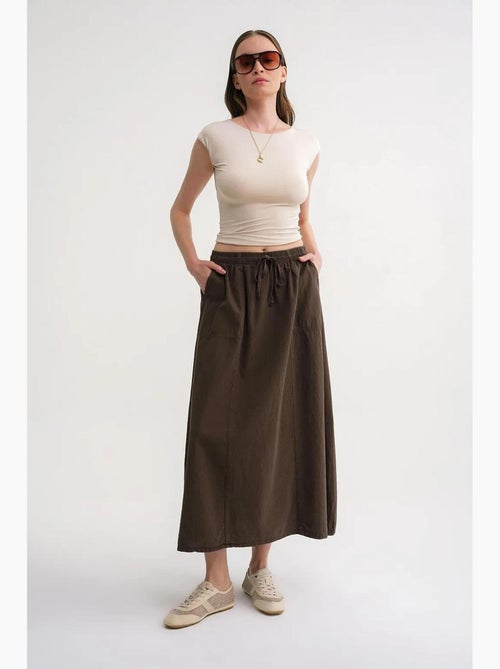Jupe en popeline taille haute avec fermeture à cordon mixray - Kiabi