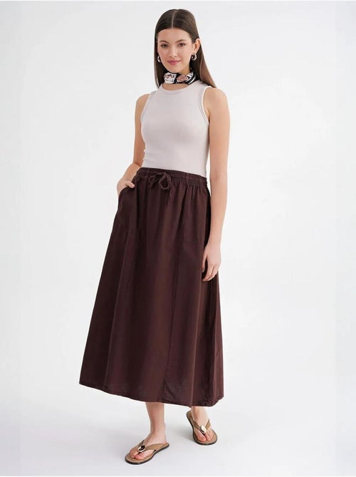 Jupe en popeline taille haute avec fermeture à cordon mixray - Kiabi