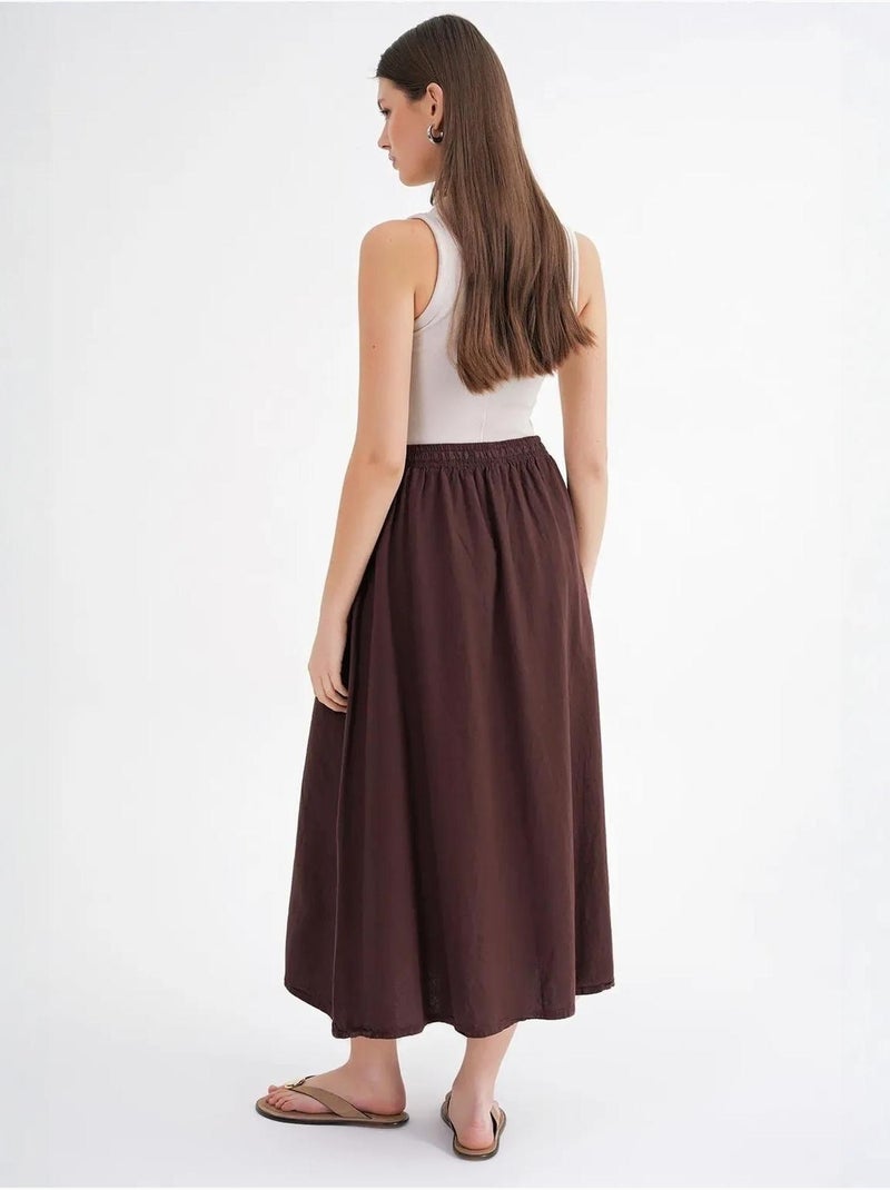 Jupe en popeline taille haute avec fermeture à cordon mixray Marron foncé - Kiabi