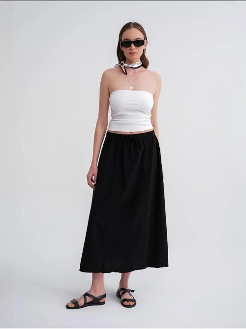Jupe en popeline taille haute avec fermeture à cordon mixray - Kiabi