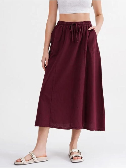 Jupe en popeline taille haute avec fermeture à cordon mixray - Kiabi