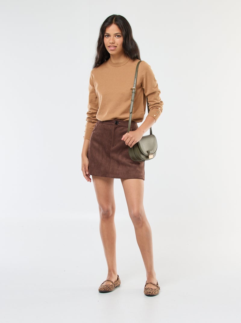 Jupe en suédine avec doublure short Marron - Kiabi