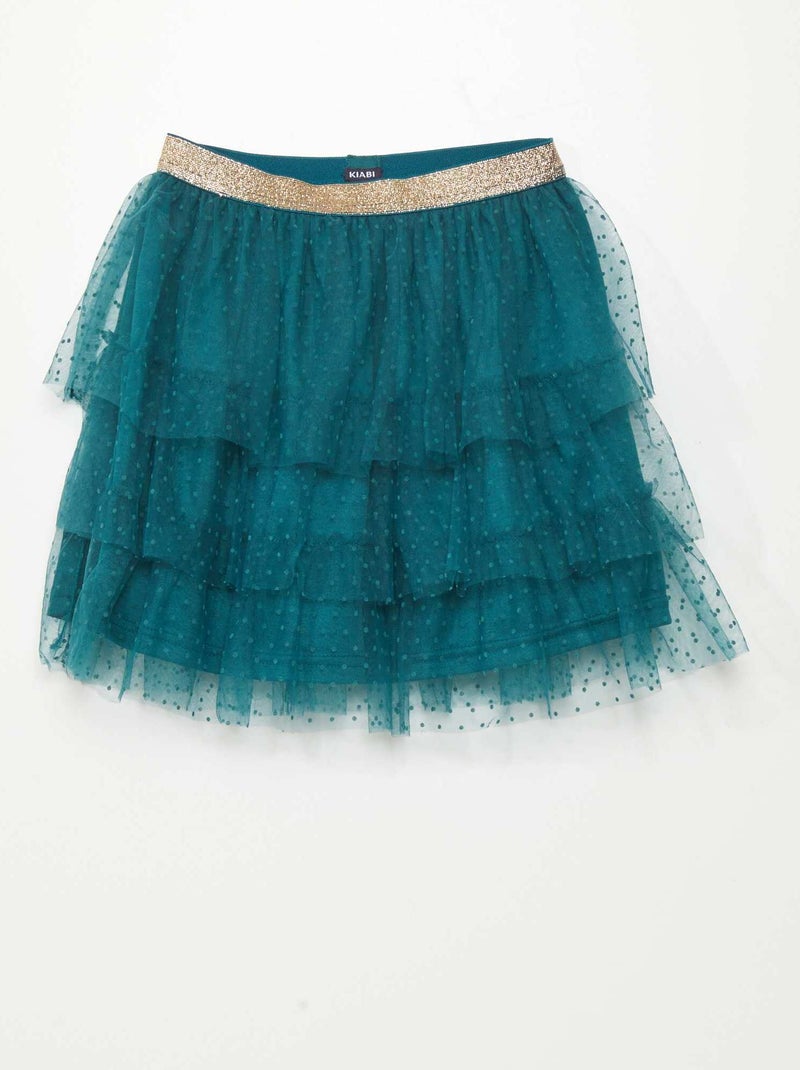 Jupe en tulle motif à pois Vert - Kiabi