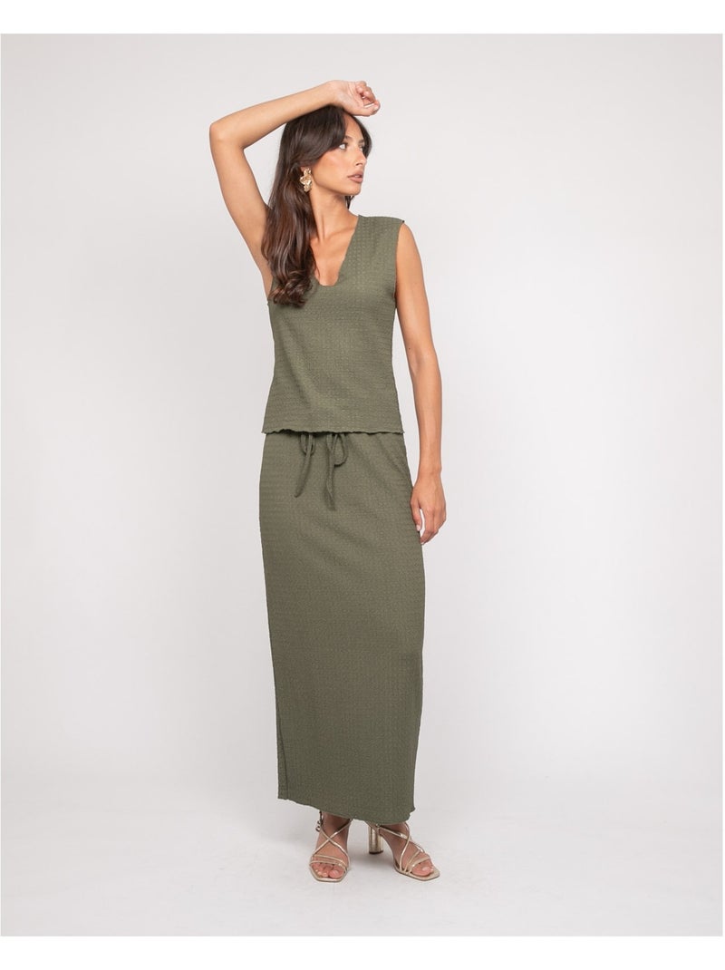 Jupe ensemble gaufré xotaka Kaki - Kiabi
