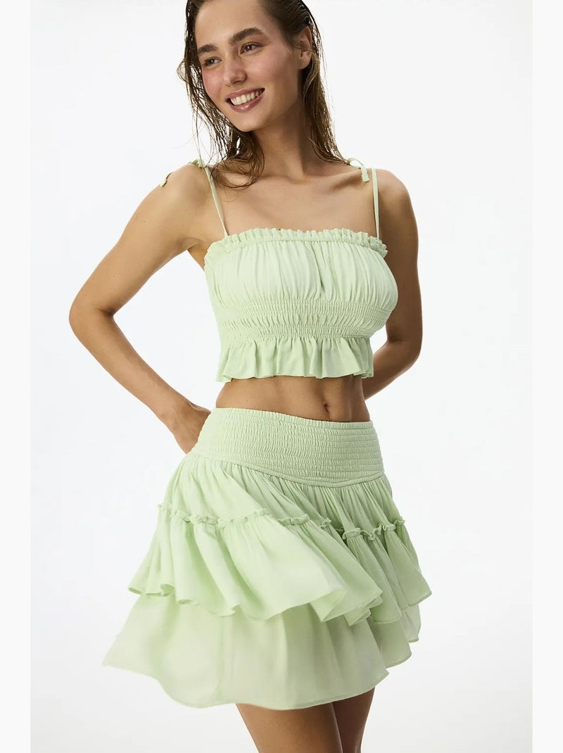 Jupe femme somer à volants penti Vert menthe - Kiabi