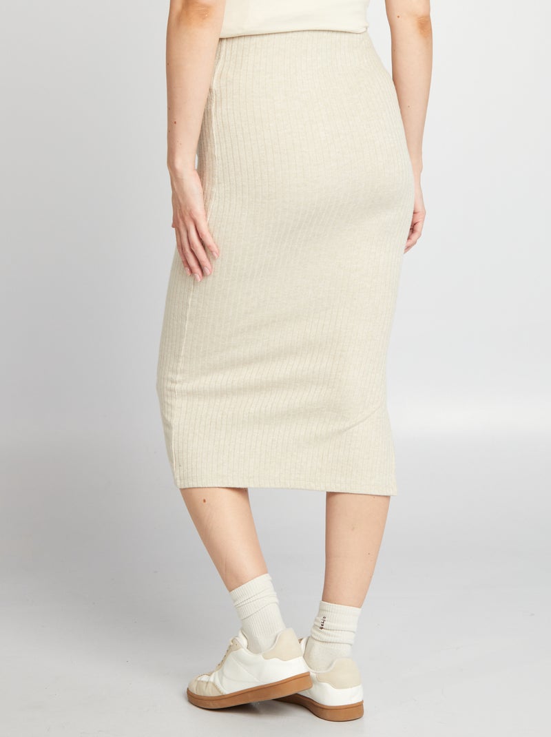 Jupe grossesse côtelée Beige - Kiabi