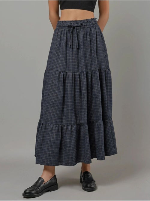 Jupe longue à carreaux nouée à taille élastique hiccup - Kiabi
