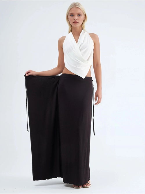 Jupe longue à taille haute avec détail noué busem - Kiabi