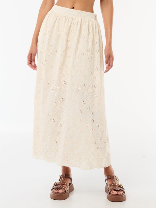 Jupe longue avec broderie anglaise - Kiabi