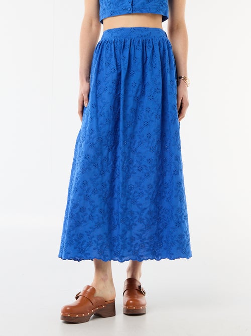 Jupe longue avec broderie anglaise - Kiabi
