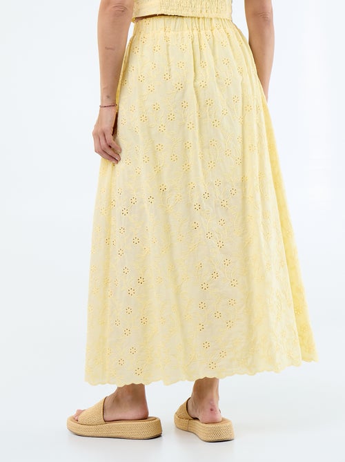 Jupe longue avec broderie anglaise - Kiabi