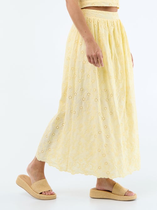 Jupe longue avec broderie anglaise - Kiabi