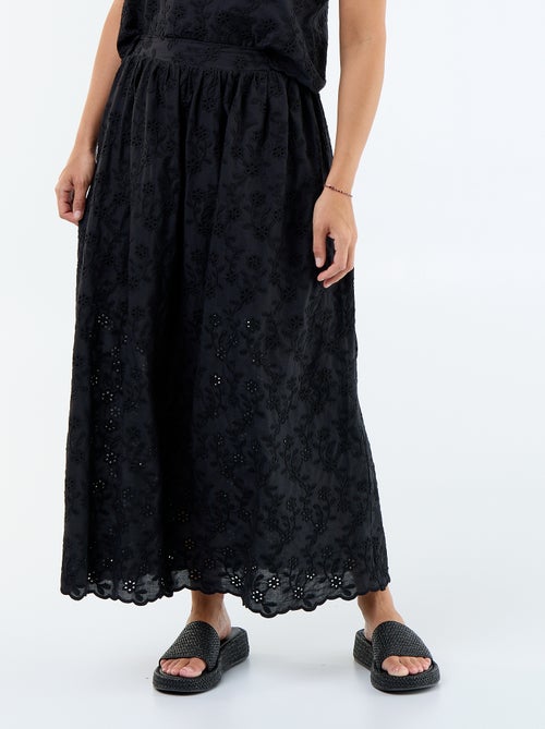 Jupe longue avec broderie anglaise - Kiabi