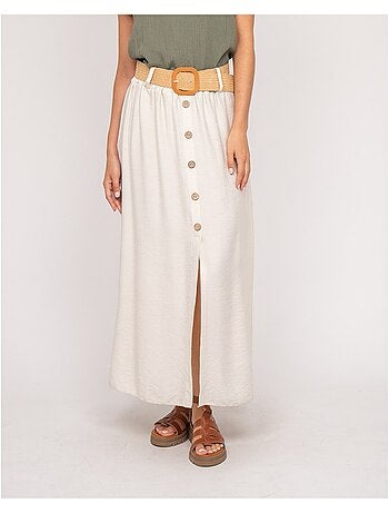 Jupe longue boutonnée avec ceinture XETO