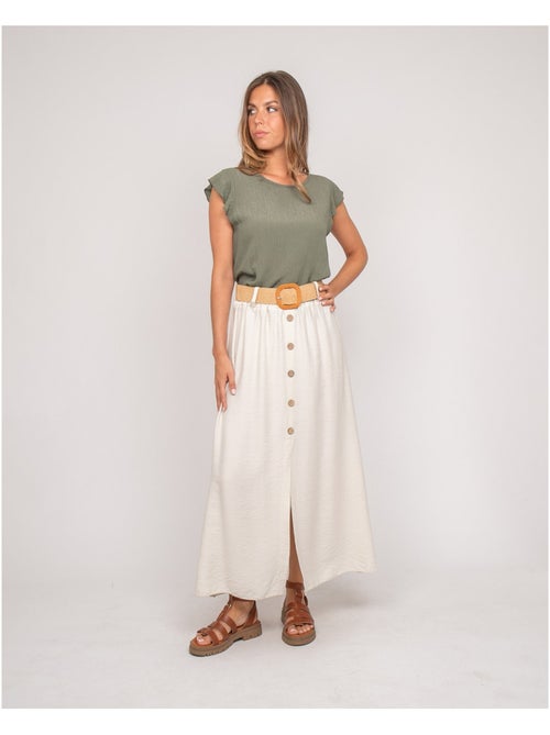 Jupe longue boutonnée avec ceinture XETO - Kiabi Jupe longue boutonnée avec ceinture XETO - Kiabi
