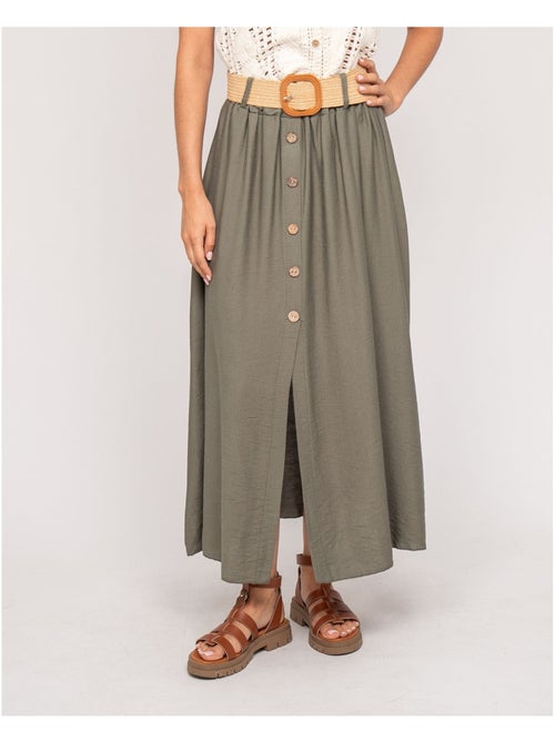 Jupe longue boutonnée avec ceinture XETO - Kiabi Jupe longue boutonnée avec ceinture XETO - Kiabi