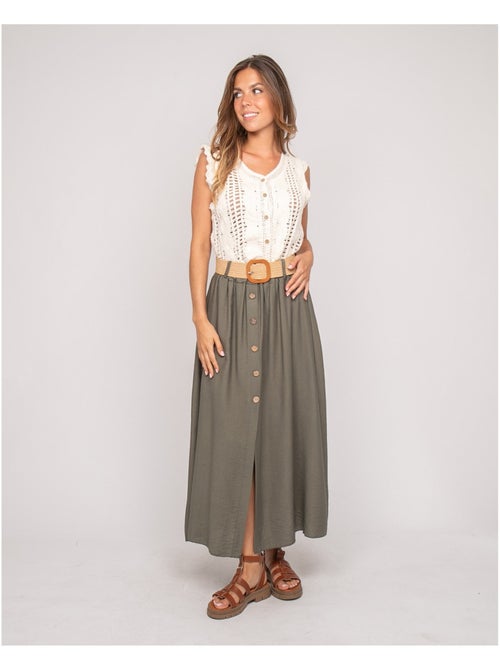 Jupe longue boutonnée avec ceinture XETO - Kiabi Jupe longue boutonnée avec ceinture XETO - Kiabi