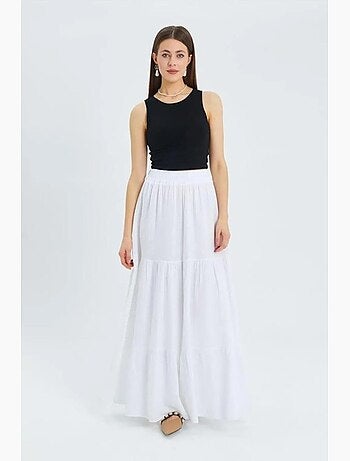 Jupe longue en coton avec taille élastique mixray