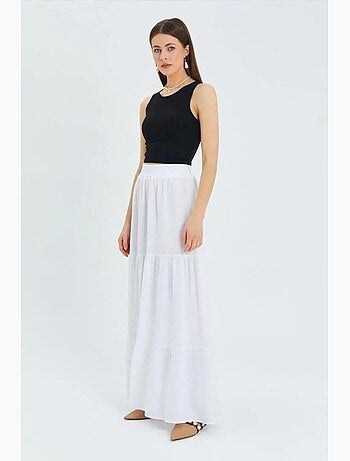 Jupe longue en coton avec taille élastique mixray