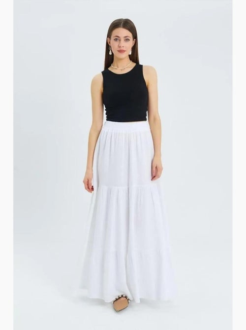 Jupe longue en coton avec taille élastique mixray - Kiabi Jupe longue en coton avec taille élastique mixray - Kiabi