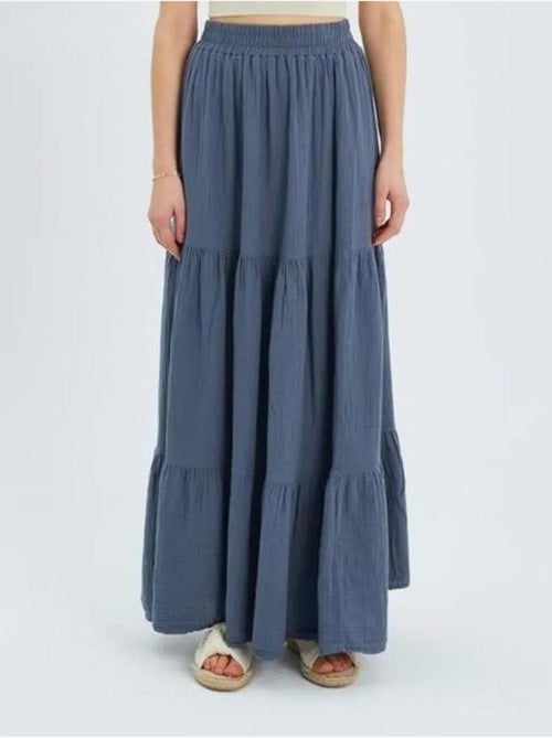 Jupe longue en coton avec taille élastique mixray - Kiabi