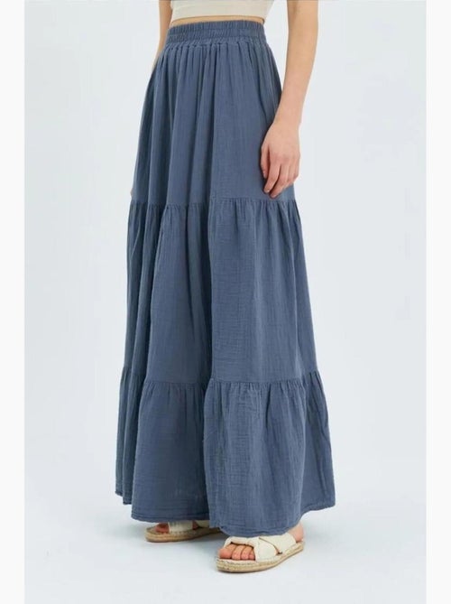 Jupe longue en coton avec taille élastique mixray - Kiabi