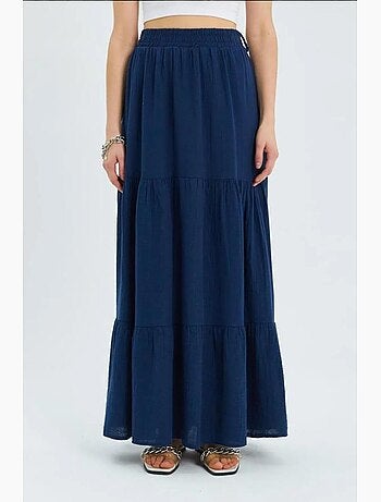 Jupe longue en coton avec taille élastique mixray