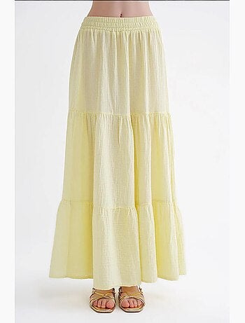 Jupe longue en coton avec taille élastique mixray