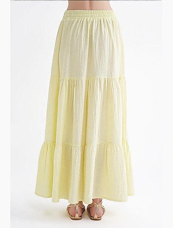 Jupe longue en coton avec taille élastique mixray