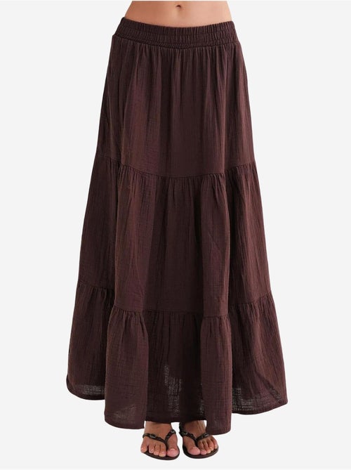 Jupe longue en coton avec taille élastique mixray - Kiabi