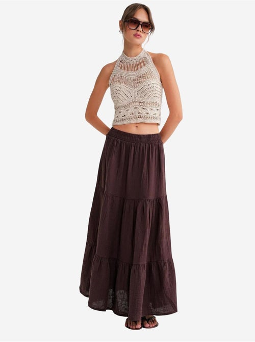Jupe longue en coton avec taille élastique mixray - Kiabi