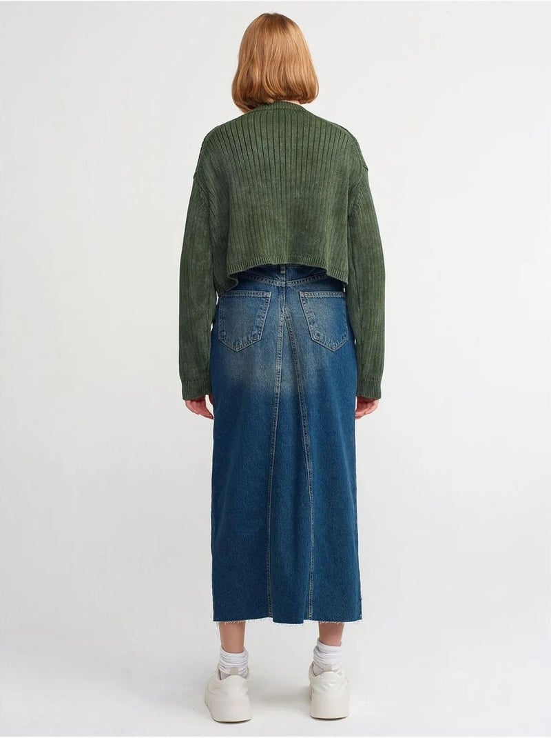 Jupe longue en denim, coupe trapèze, taille haute dilvin Bleu saphir - Kiabi