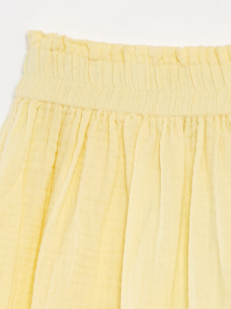 Jupe longue en gaze de coton JAUNE - Kiabi