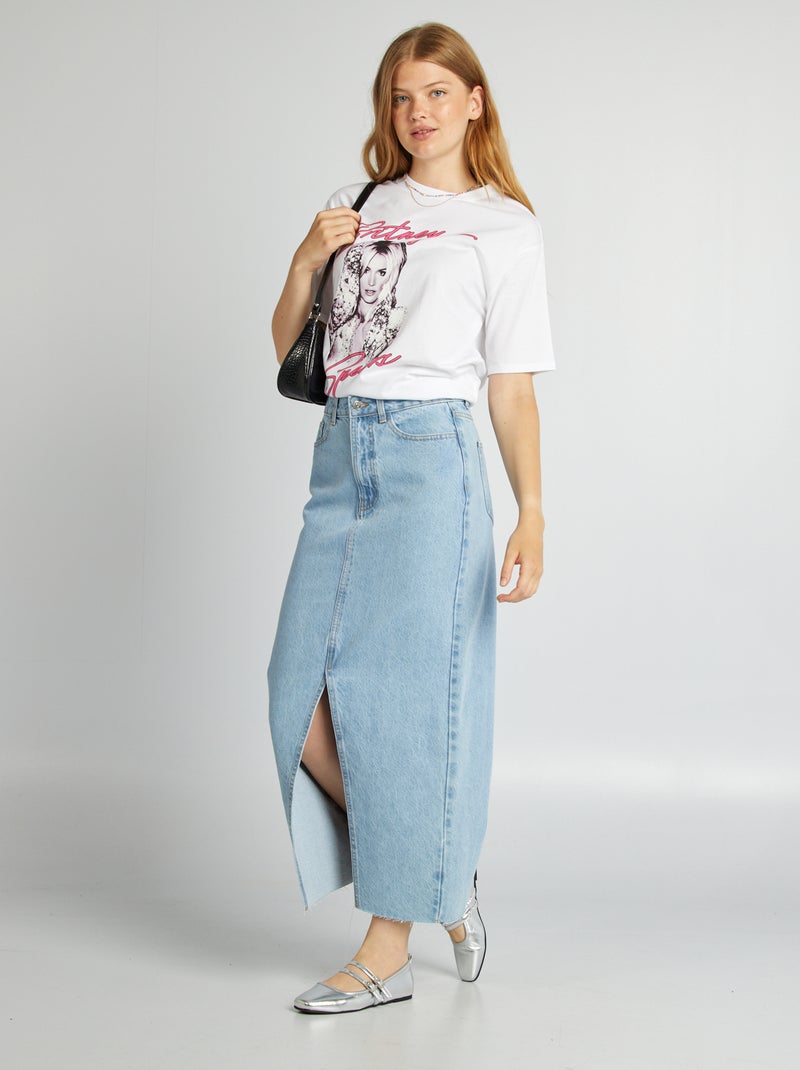 Jupe Chemise En Jean Femme Longue Jupe Longue Denim Denim Brut