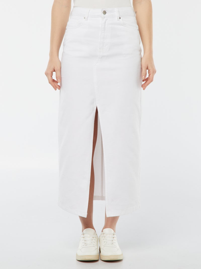 Jupe midi fendue en denim blanc Lolaliza | La Redoute