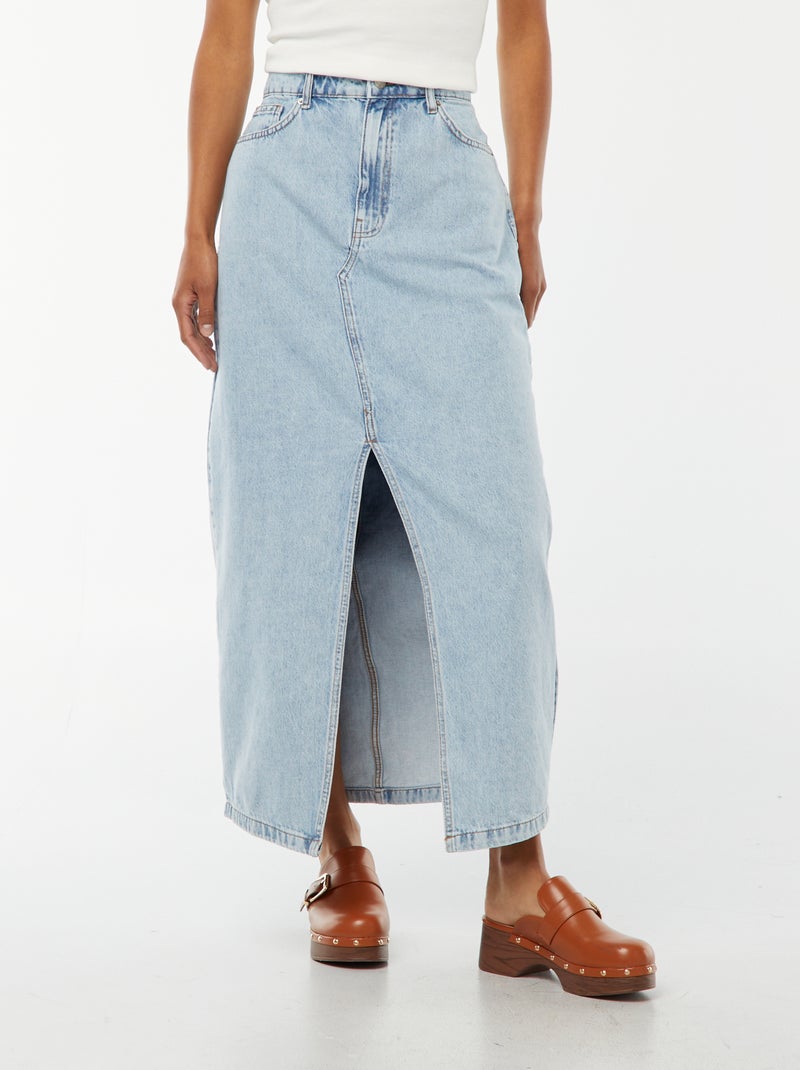 Jupe longue en jean BLEU - Kiabi