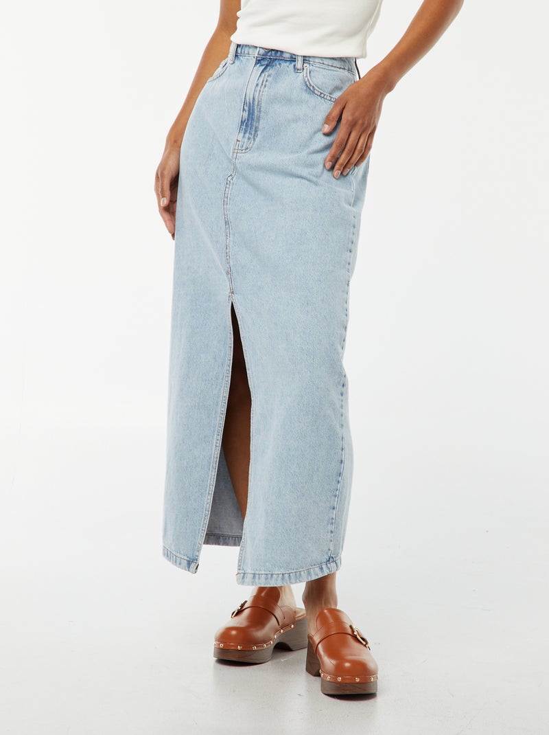 Jupe longue en jean BLEU - Kiabi