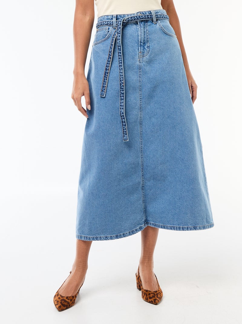 Jupe longue en jean Bleu - Kiabi