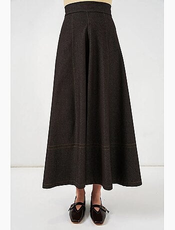 Jupe longue en jean taille haute trapèze avec poches bdart