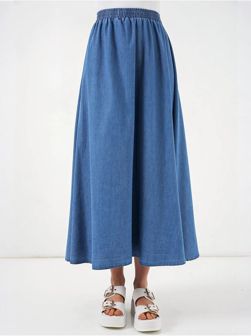 Jupe longue en jean trapèze taille haute bdart Bleu - Kiabi